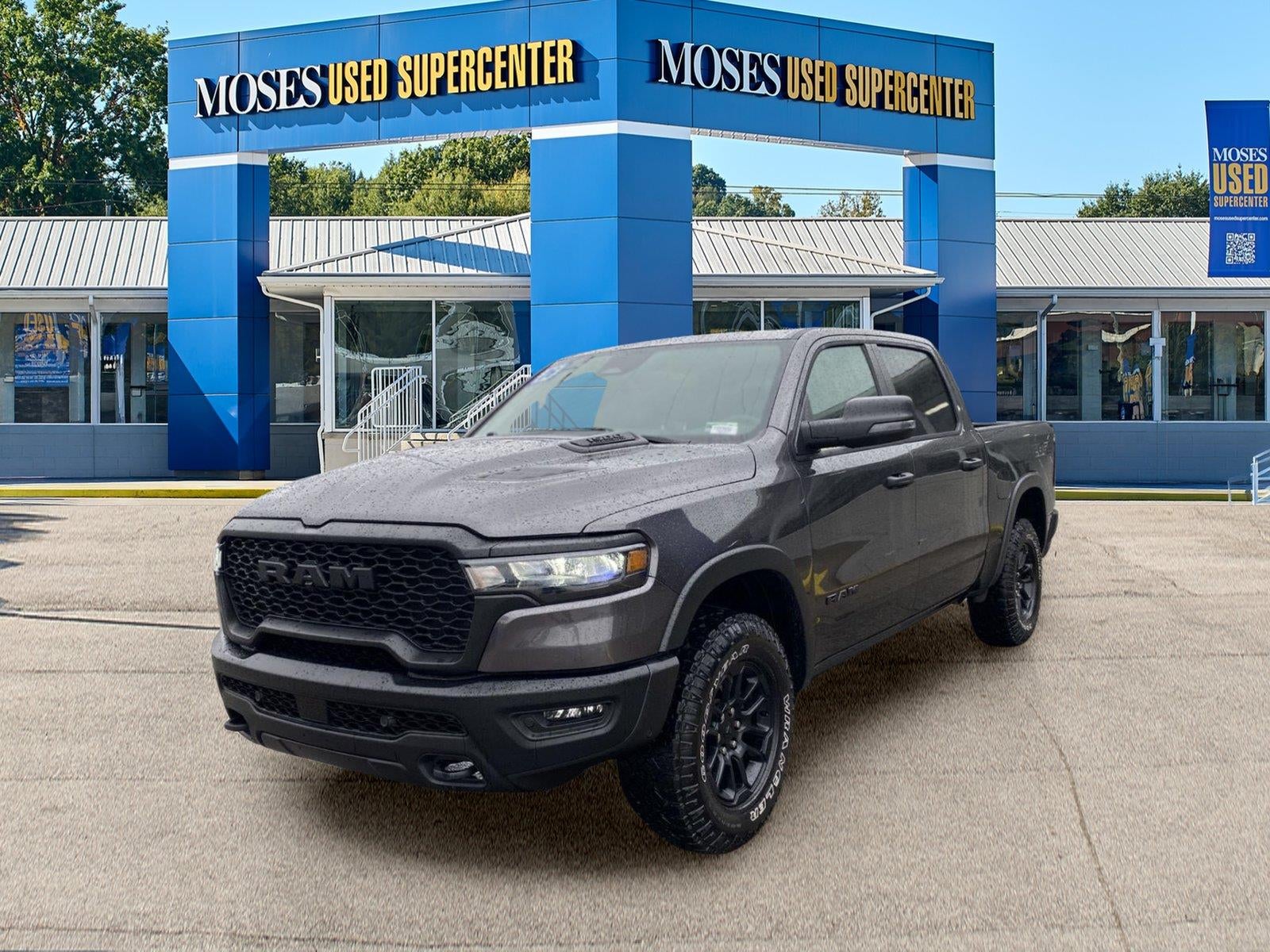 2026 RAM 1500 Rebel in Granite Crystal Metallic Clearcoat — front three-quarter view