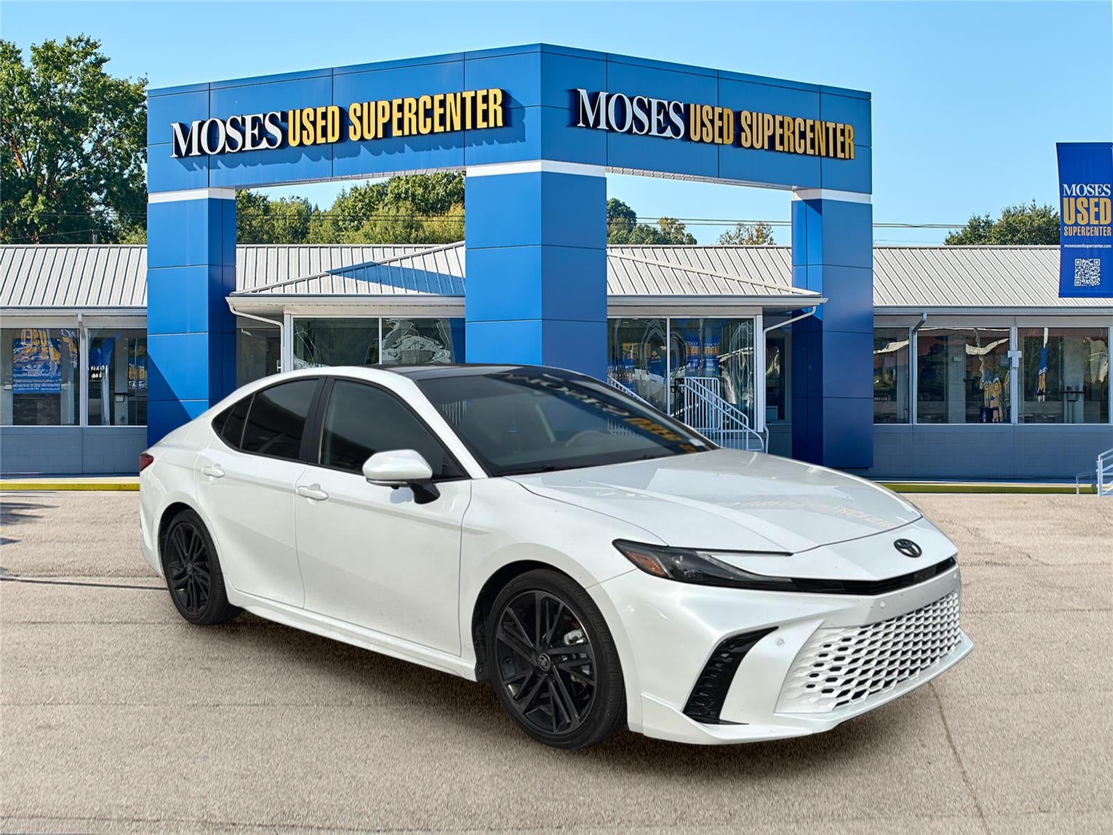 2025 Toyota Camry XSE in Wind Chill Pearl — front three-quarter view