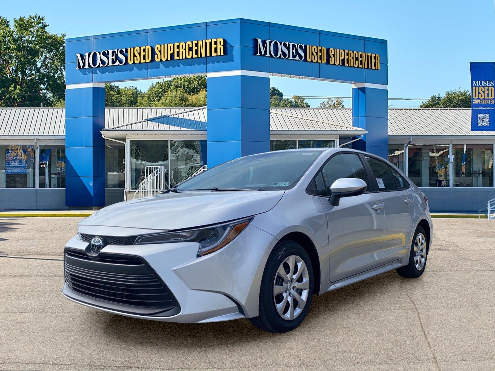2026 Toyota Corolla LE in Classic Silver Metallic — front three-quarter view