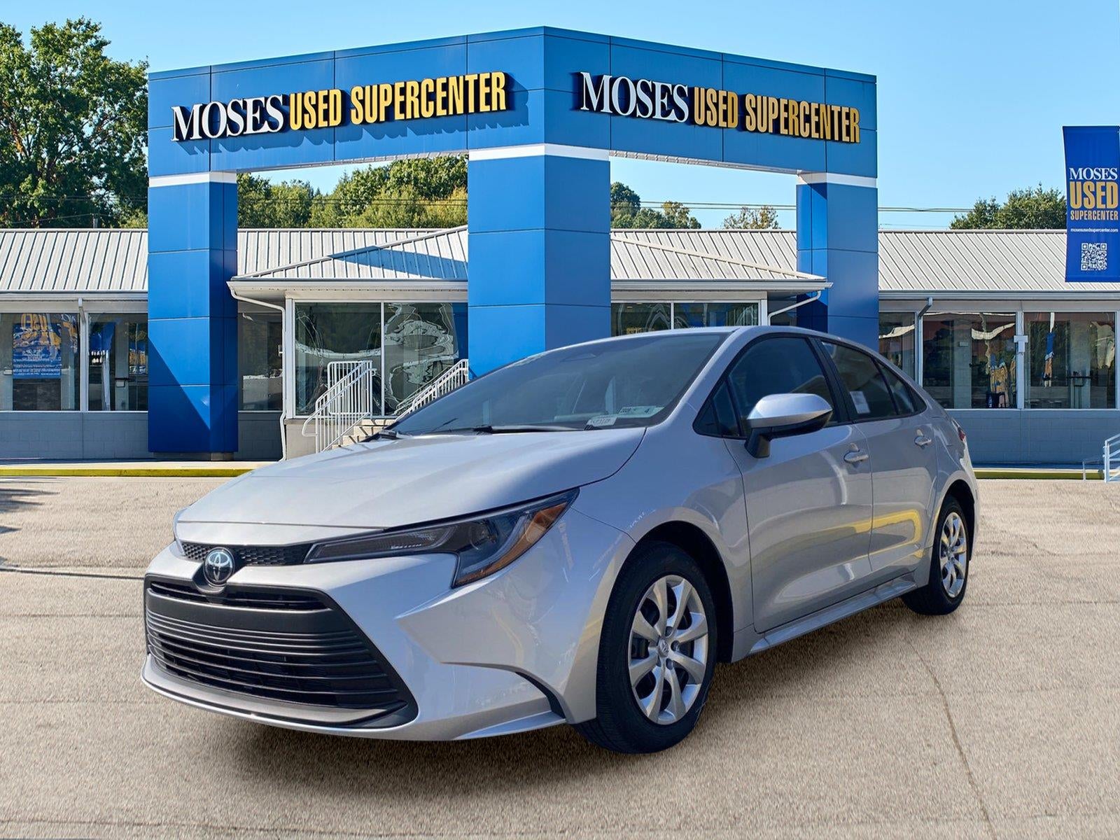 2026 Toyota Corolla LE in Classic Silver Metallic — front three-quarter view
