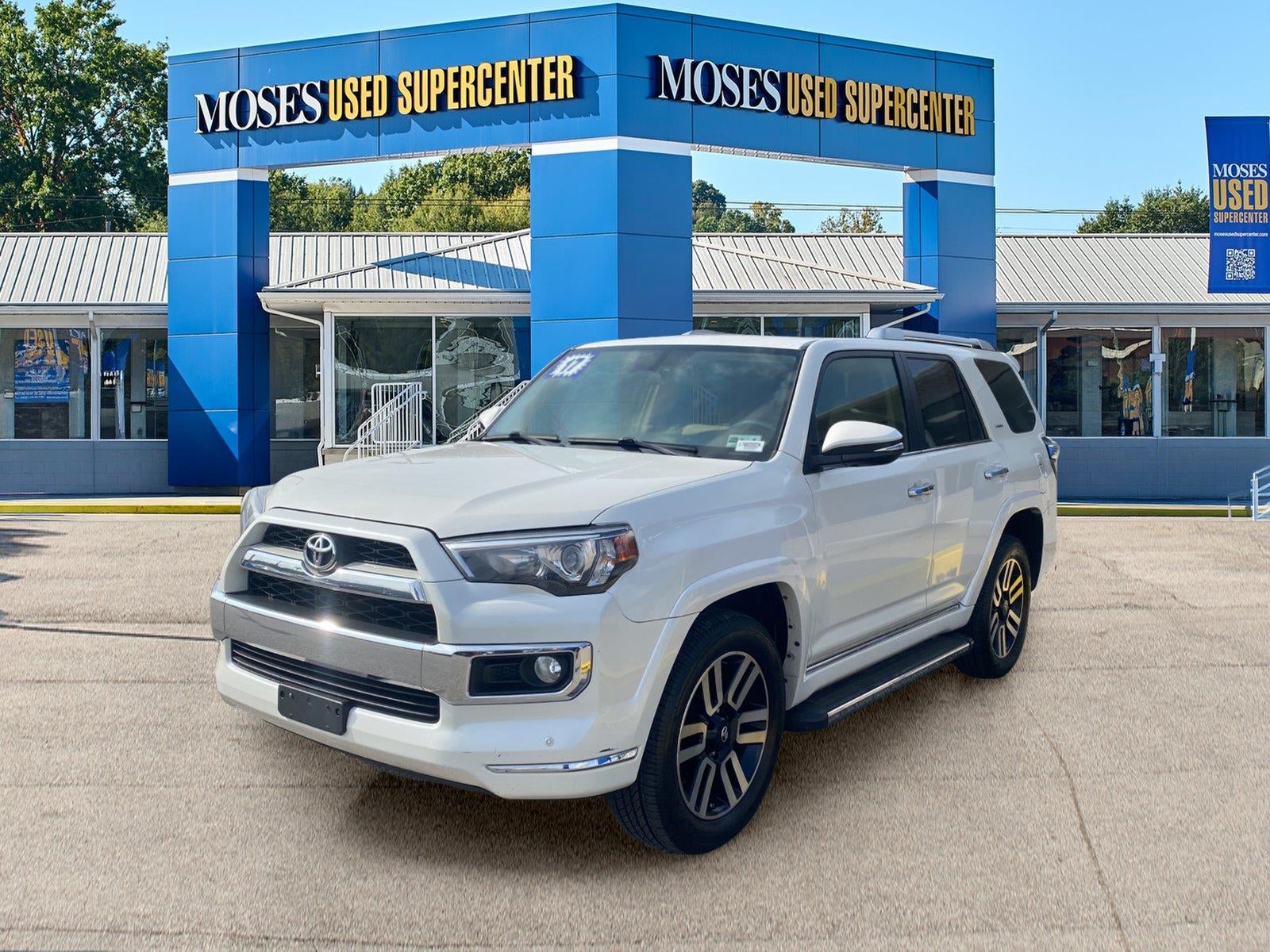 2017 Toyota 4Runner Limited in Blizzard Pearl — front three-quarter view
